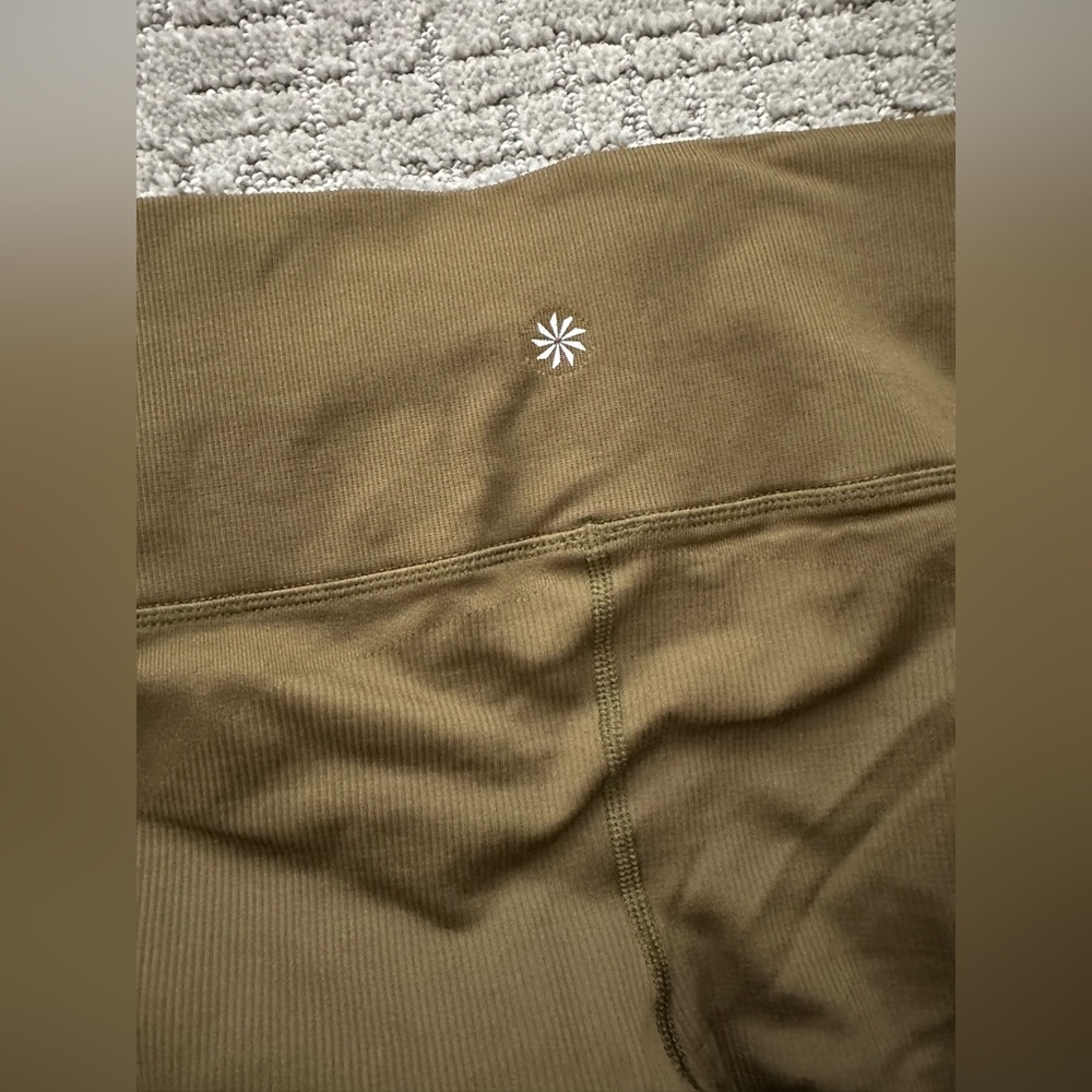 Athleta Aurora Seamless High-Waist Leggings Ribbed Crop Olive
Green, XS EUC - Picture 5 of 7